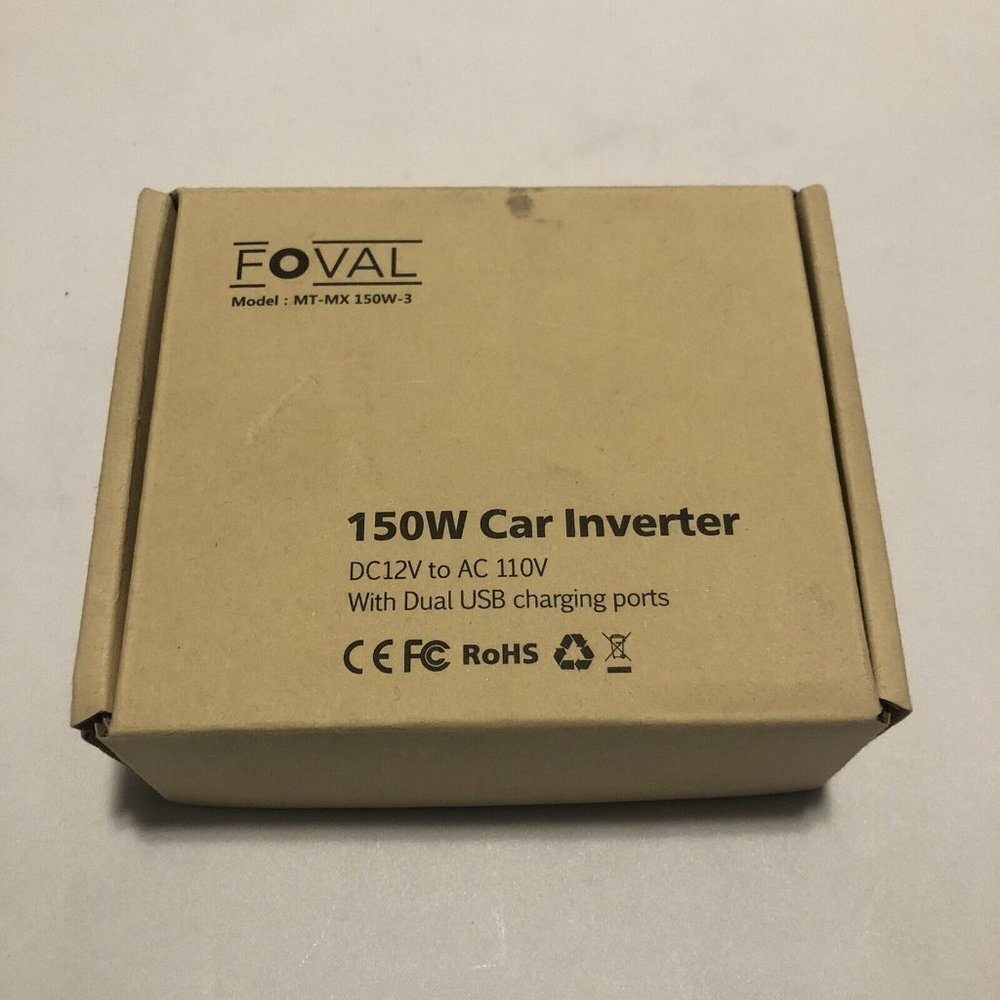 Foval 150W Car Power Inverter DC12V to AC 110V w/ Dual USB Charging Ports Red